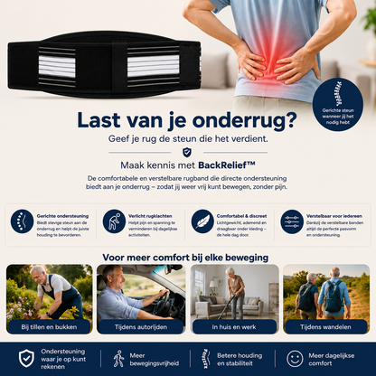 Backrelief™ | Eindelijk verlichting voor onderrug, heupzenuw en SI-gewrichtspijn 1+1 GRATIS