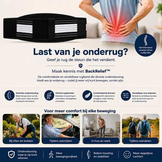 Backrelief™ | Eindelijk verlichting voor onderrug, heupzenuw en SI-gewrichtspijn 1+1 GRATIS