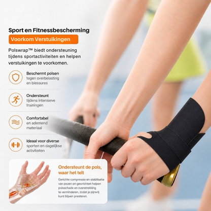 Polswrap™ | Verlicht polspijn direct en voorkom overbelasting bij elke activiteit 1+1 GRATIS