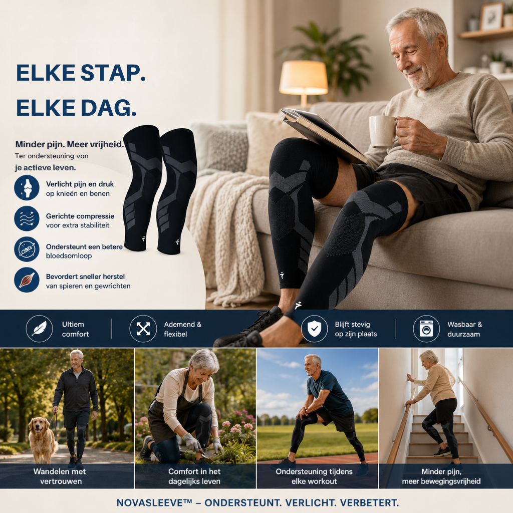 Novasleeve™ | Direct pijnverlichting en meer steun voor pijnlijke knieën en benen! 1+1 GRATIS !