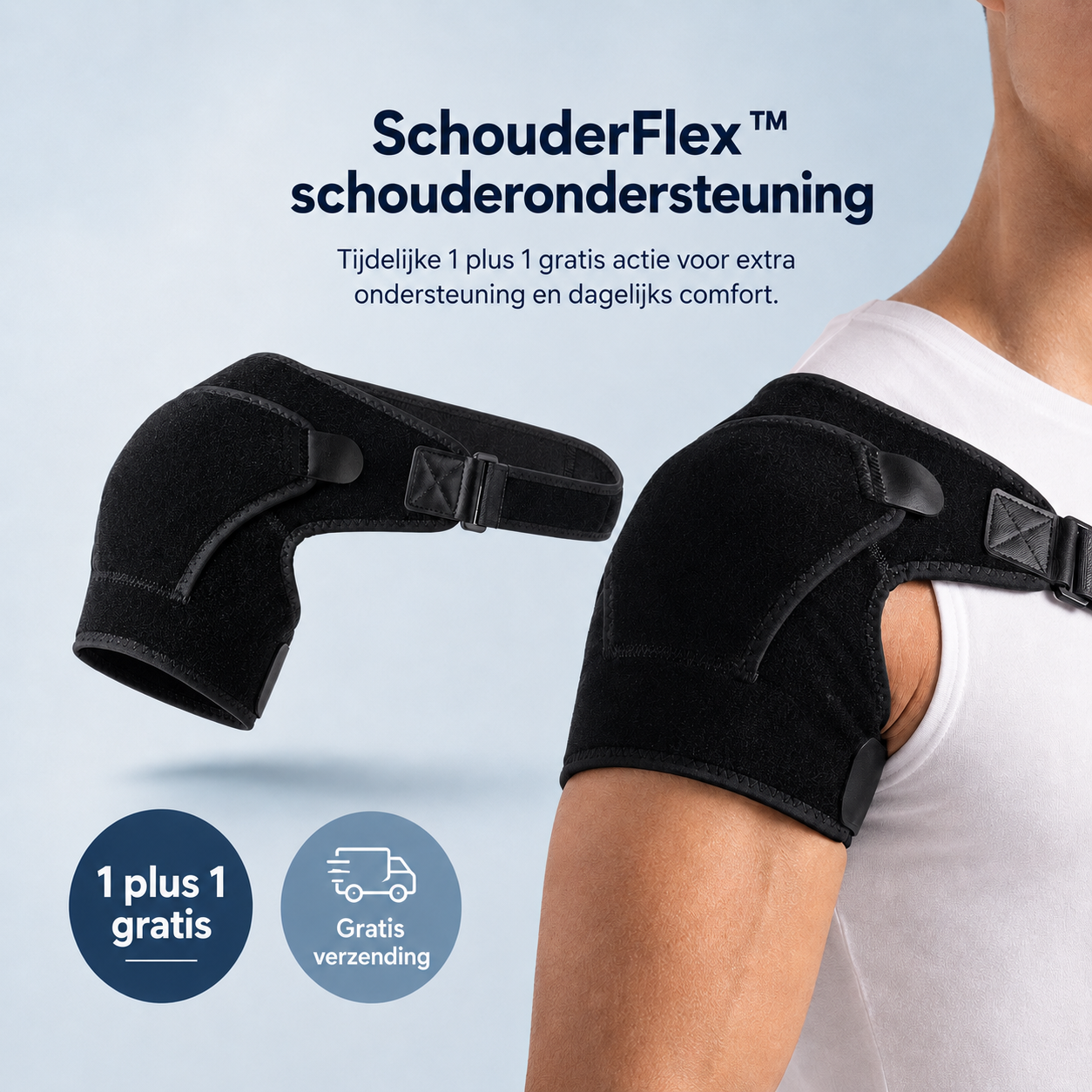 SchouderFlex™ | Comfortabele Schouderondersteuning voor Minder Pijn en Meer Bewegingsvrijheid! | 1+1 GRATIS!