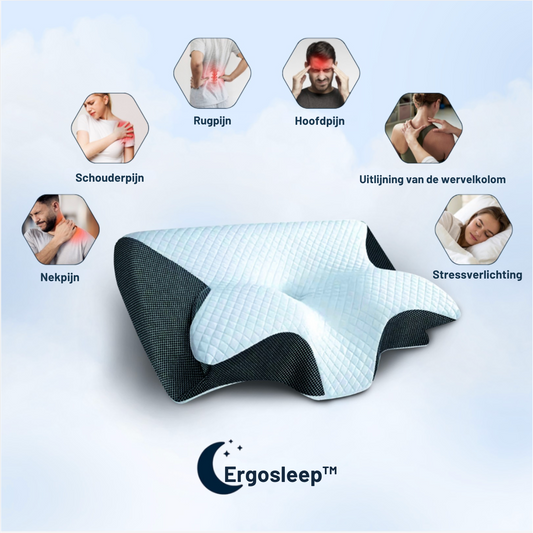 ErgoSleep™ | Elke ochtend wakker met pijn? Dit kussen maakt daar een einde aan.