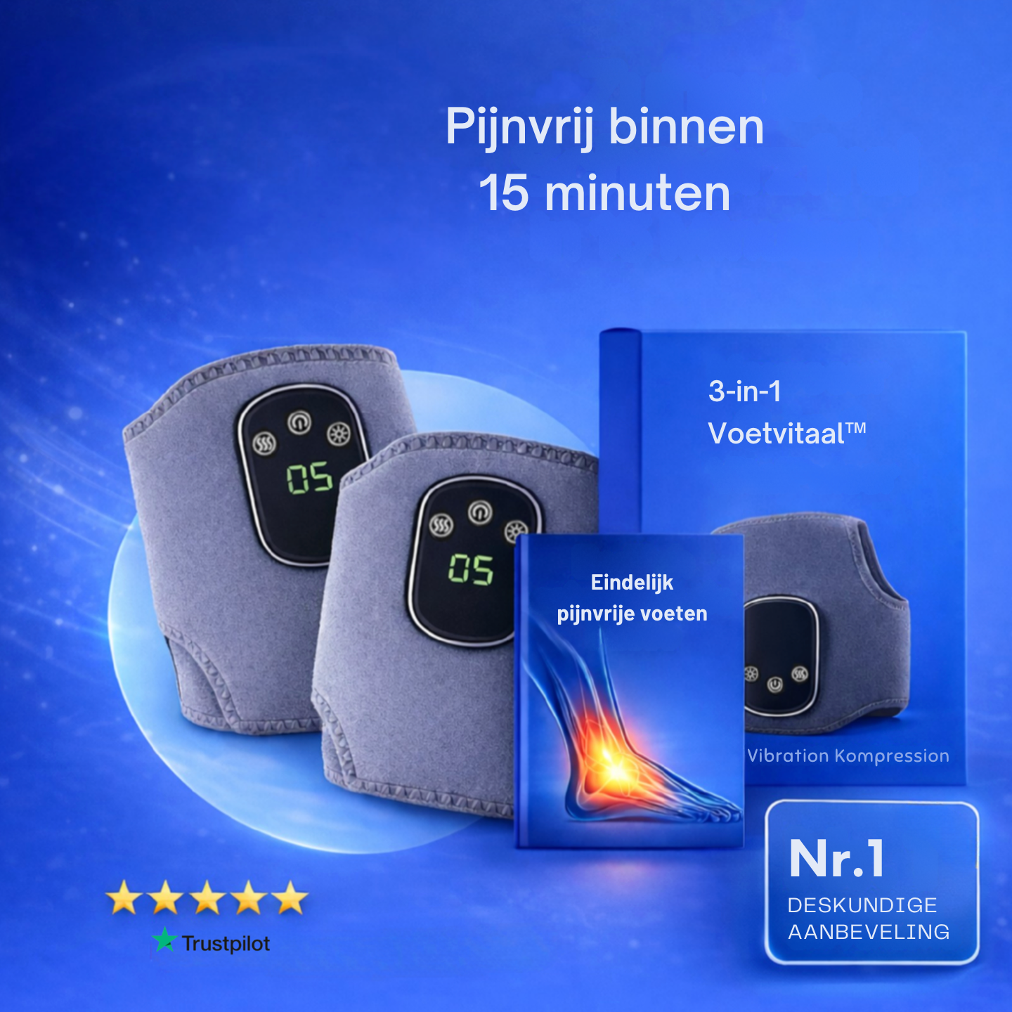 Voetvitaal™ | Ervaar Minder Voetpijn in Slechts 15 Minuten per dag | Dankzij de krachtige 3-in-1 | Warmte, Compressie en Puls­therapie