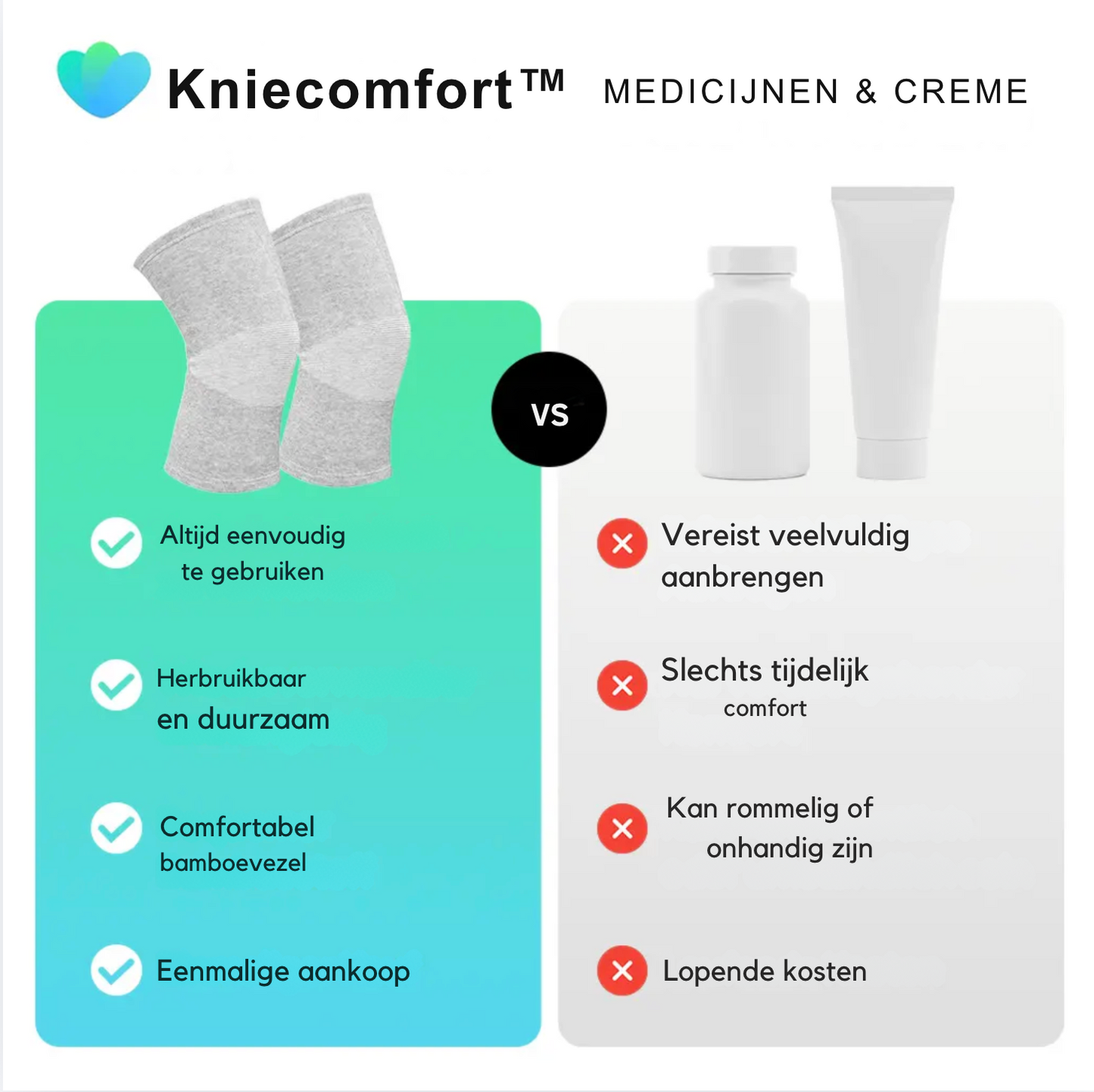 KnieComfort™ | Directe pijnverlichting & natuurlijk herstel, Ondersteunt je knieën en vermindert de druk 1+1 GRATIS