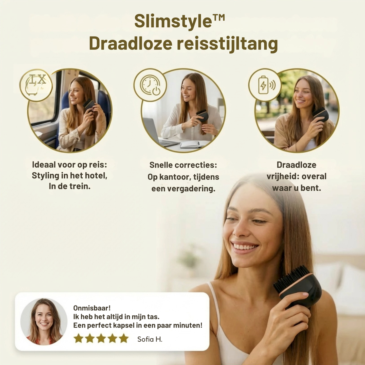SlimStyle™ | Draadloze Stijltang – Compact, Oplaadbaar & Altijd Perfect Gestyled
