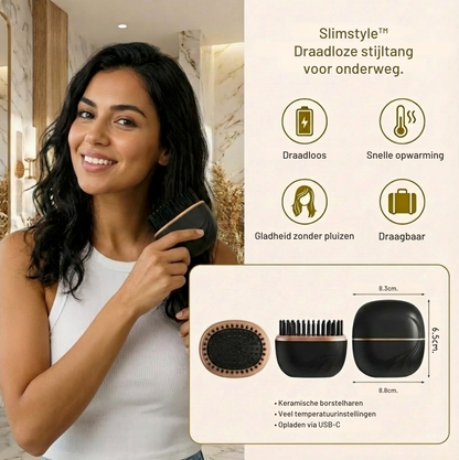 SlimStyle™ | Draadloze Stijltang – Compact, Oplaadbaar & Altijd Perfect Gestyled